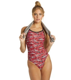Shark Thin Strap One Piece Swimsuit -Swimming Equipment 5667029352616 red 5a