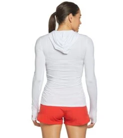 TYR Women's Guard Long Sleeve Rashguard Hoodie -Swimming Equipment 5667153674408 white 3a