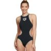 Arena Women's One Big Logo One Piece Swimsuit -Swimming Equipment 5667733176488 blacksilver 1a