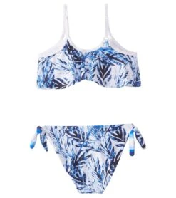Girls' Ombre Leaf Flounce Bikini Set (Toddler, Little Kid, Big Kid) -Swimming Equipment 5668491755688 bluewhite 2a