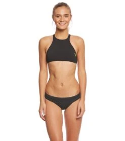 Arena Women's Rulebreaker Think Crop Top Bikini Top -Swimming Equipment 5668808065192 blackyellowstar 4a