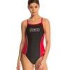 Lifeguard Color Block V-2 Back One Piece Swimsuit -Swimming Equipment 5669969330344 blackredwhite 1a