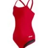 Xtra Life Lycra Solid Youth V-2 Back One Piece Swimsuit -Swimming Equipment 5671671234728 red 1a