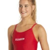 Guard Solid Thin Strap One Piece Swimsuit -Swimming Equipment 5672534114472 red 1a
