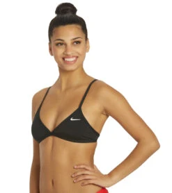 Nike Women's HydraStrong Solid Tie Back Bikini Top -Swimming Equipment 6033745674408 black 5a