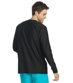 Men's L/S UPF 50+ Relax Fit Swim Shirt -Swimming Equipment 6175085920424 black 3a