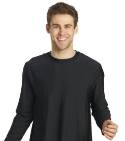 Men's L/S UPF 50+ Relax Fit Swim Shirt -Swimming Equipment 6175085920424 black 5a
