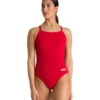 Arena Women's Solid MaxLife Light Drop Back One Piece Swimsuit -Swimming Equipment 6609562435752 redmetallicsilver 1a