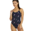 Women's Cascading TYR Print Cutoutfit One Piece Swimsuit -Swimming Equipment 6663769489576 redwhiteblue 1a
