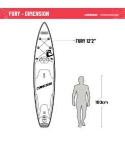 CRESSI Set Isup Fury Touring Dc 12’2’' Rosso Inflatable SUP -Swimming Equipment 6856350761128 redwhite 8a