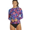 Women's Tahitian Floral Rash Guard -Swimming Equipment 6914312765608 blue 1a