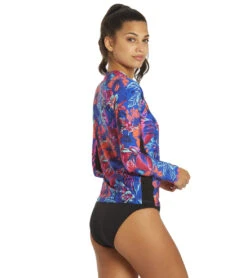 Women's Tahitian Floral Rash Guard 9 Women's Tahitian Floral Rash Guard -Swimming Equipment 6914312765608 blue 3a