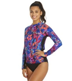 Women's Tahitian Floral Rash Guard 11 Women's Tahitian Floral Rash Guard -Swimming Equipment 6914312765608 blue 5a