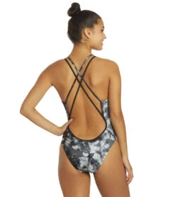 Nike Women's Hydrastrong Tie Dye Spiderback One Piece Swimsuit -Swimming Equipment 7143578009768 black 3a