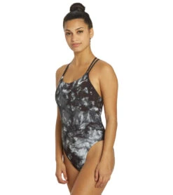 Nike Women's Hydrastrong Tie Dye Spiderback One Piece Swimsuit -Swimming Equipment 7143578009768 black 5a