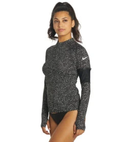 Nike Women's Water Dots L/S Hydroguard -Swimming Equipment 7195269300392 black 5a
