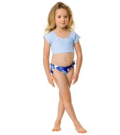 Girls' Mango Tango Sustainable Crop SS Rash Top Set (Little Kid, Big Kid) -Swimming Equipment 7217022271656 blue 5a
