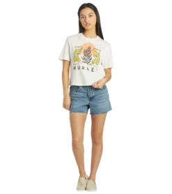 HURLEY Women's Le Tigre Cropped Crew Tee -Swimming Equipment 7333623234728 marshmallow 4a