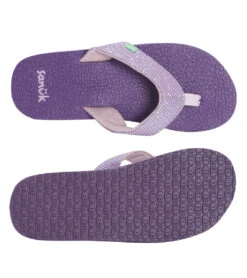 Sanuk Girls' Yoga Glitter Flip Flop (Big Kid) 9 Sanuk Girls' Yoga Glitter Flip Flop (Big Kid) -Swimming Equipment 7345926013096 purple 4a