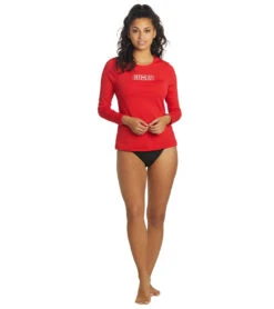 Lifeguard Women's Crew Neck Long Sleeve Rash Lifeguard -Swimming Equipment 7364461953192 red 4a