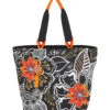 Laurel Burch White On Black Floral Shoulder Tote 1 Laurel Burch White On Black Floral Shoulder Tote -Swimming Equipment 7400662630568 blackwhiteorange 1a