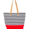 Nautical Striped Shoulder Tote -Swimming Equipment 7400663122088 redwhiteblack 1a
