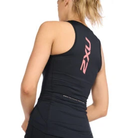 2XU Women's Aero Tri Singlet -Swimming Equipment 7412058652840 blackhypercoral 5a