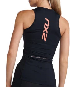 2XU Women's Aero Tri Singlet -Swimming Equipment 7412058652840 blackhypercoral 7a