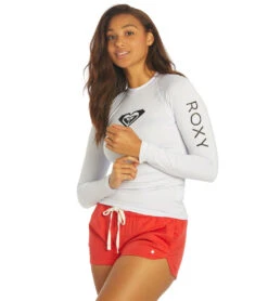Roxy Women's Whole Hearted Long Sleeve UPF 50 Rash Guard 11 Roxy Women's Whole Hearted Long Sleeve UPF 50 Rash Guard -Swimming Equipment 7427780673704 brightwhite 5a