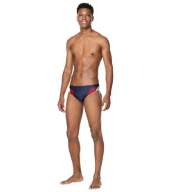 Speedo Men's Edge Splice Brief Swimsuit 7 Speedo Men's Edge Splice Brief Swimsuit -Swimming Equipment 7510243508392 navyred 3a