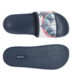 Roxy Women's Slippy IV Slide Sandals -Swimming Equipment 7566759002280 blueindigo 4a