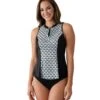 Women's Geomatic Zip Sleeveless Swim Shirt -Swimming Equipment 7710382489768 multi 1a